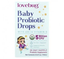 LoveBug Probiotics, Baby Probiotic Drops with Vitamin D, 0.34 fl oz (10 ml)