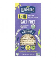 Lundberg, Organic Thin Brown Rice Cakes, Salt-Free, 6 oz (168 g)