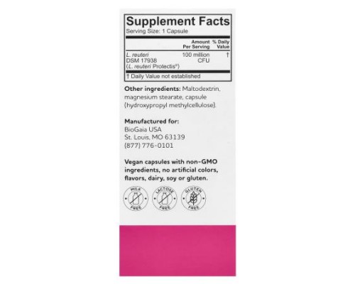 BioGaia, Protectis MUM, Prenatal Probiotic, For Mum & Baby, 100 Million CFU, 30 Capsules BioGaia, Protectis MUM, Prenatal Probiotic, For Mum & Baby, 100 Million CFU, 30 Capsules