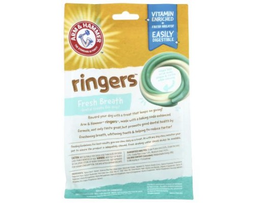 Arm & Hammer, Ringers, Fresh Breath Dental Treats For Dogs, Medium, Mint, 5 Pieces, 6.2 oz (175 g) Arm & Hammer, Ringers, Fresh Breath Dental Treats For Dogs, Medium, Mint, 5 Pieces, 6.2 oz (175 g)