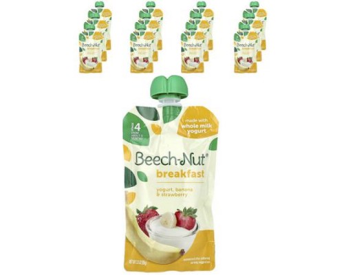 Beech-Nut, Breakfast, Yogurt, 12+ Months, Banana & Strawberry, 12 Pouches, 3.5 oz (99 g) Each Beech-Nut, Breakfast, Yogurt, 12+ Months, Banana & Strawberry, 12 Pouches, 3.5 oz (99 g) Each