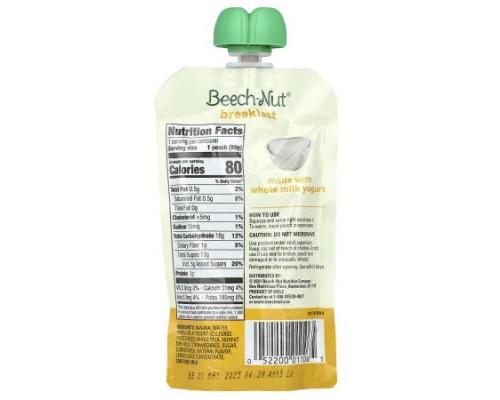 Beech-Nut, Breakfast, Yogurt, 12+ Months, Banana & Strawberry, 12 Pouches, 3.5 oz (99 g) Each Beech-Nut, Breakfast, Yogurt, 12+ Months, Banana & Strawberry, 12 Pouches, 3.5 oz (99 g) Each