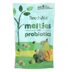 Beech-Nut, Melties with Probiotics, 8+ Months, Pear, Mango, Spinach & Yogurt, 1 oz (28 g)