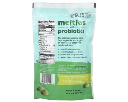 Beech-Nut, Melties with Probiotics, 8+ Months, Pear, Mango, Spinach & Yogurt, 1 oz (28 g) Beech-Nut, Melties with Probiotics, 8+ Months, Pear, Mango, Spinach & Yogurt, 1 oz (28 g)