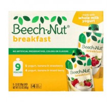 Beech-Nut, Breakfast, Variety Pack, 12+ Months, 9 Pouches, 3.5 oz (99 g) Each
