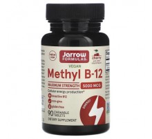 Jarrow Formulas, Vegan Methyl B-12, Maximum Strength, Cherry, 5,000 mcg, 90 Chewable Tablets
