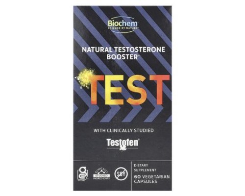 Biochem, TEST, Natural Testosterone Booster, 60 Vegetarian Capsules Biochem, TEST, Natural Testosterone Booster, 60 Vegetarian Capsules