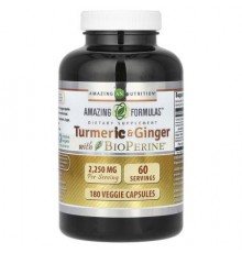Amazing Nutrition, Turmeric & Ginger with BioPerine, 180 Veggie Capsules