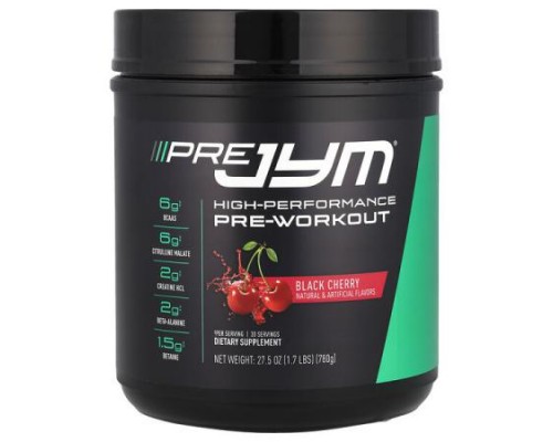 JYM Supplement Science, Pre JYM®, High-Performance Pre-Workout, Black Cherry, 1.7 lbs (780 g) JYM Supplement Science, Pre JYM®, High-Performance Pre-Workout, Black Cherry, 1.7 lbs (780 g)
