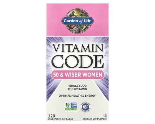 Garden of Life, Vitamin Code®, Whole Food Multivitamin For 50 & Wiser Women, 120 Vegetarian Capsules