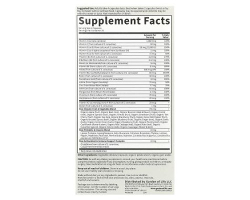 Garden of Life, Vitamin Code®, Whole Food Multivitamin For 50 & Wiser Women, 120 Vegetarian Capsules