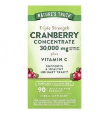 Nature's Truth, Cranberry Concentrate Plus Vitamin C, Triple Strength, 90 Quick Release Capsules