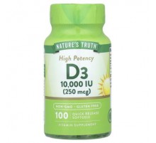 Nature's Truth, Vitamin D3, High Potency , 250 mcg (10,000 IU), 100 Quick Release Softgels