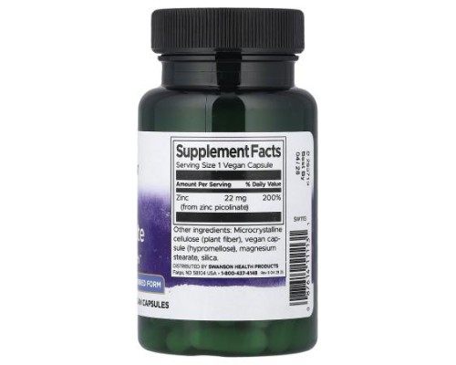 Swanson, Zinc Picolinate, 22 mg, 60 Vegan Capsules