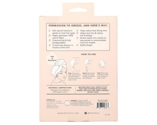 Kitsch, Eco-Friendly Hair Towel, Black, 1 Piece Kitsch, Eco-Friendly Hair Towel, Black, 1 Piece