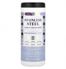 Therapy Clean, Stainless Steel, Clean & Polish Wipes, Fresh Lavender , 30 Wipes