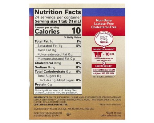 Coffee Mate, Coffee Creamer, Original, 24 Creamers, 3/8 fl oz (11ml) Each Coffee Mate, Coffee Creamer, Original, 24 Creamers, 3/8 fl oz (11ml) Each