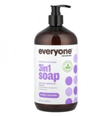 Everyone, 3 in 1 Soap, Body Wash, Bubble Bath, Shampoo, Vanilla + Lavender, 32 fl oz (946 ml)