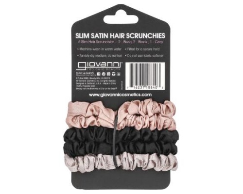 Giovanni, Slim Satin Hair Scrunchies, Blush, Black, Gray, 5 Scrunchies Giovanni, Slim Satin Hair Scrunchies, Blush, Black, Gray, 5 Scrunchies