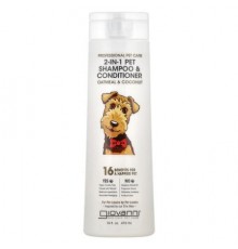 Giovanni, Professional Pet Care, 2-In-1 Pet Shampoo & Conditioner, For Dogs, Oatmeal & Coconut, 16 fl oz (473 ml)