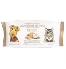 Giovanni, Professional Pet Care, Multipurpose Pet Wipes, For Dogs and Cats, Oatmeal & Coconut, Fragrance-Free, 75 Pre-Moistened Towelettes