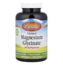 Carlson, Chelated Magnesium Glycinate, 200 mg, 180 Tablets