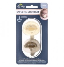 itzy ritzy, Sweetie Soother™, Food Grade Silicone Pacifiers, 0+ Months, Cream Taupe Braid, 2 Pacifiers