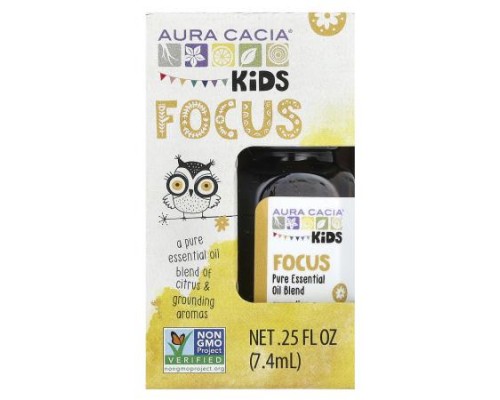 Aura Cacia, Kids, Pure Essential Oil Blend, Focus, 0.25 fl oz (7.4 ml) Aura Cacia, Kids, Pure Essential Oil Blend, Focus, 0.25 fl oz (7.4 ml)