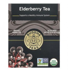 Buddha Teas, Organic Herbal Tea, Elderberry, Caffeine Free, 18 Tea Bags, 0.95 oz (27 g)