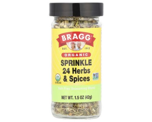 Bragg, Organic, Sprinkle 24 Herbs & Spices, Salt-Free Seasoning Blend , 1.5 oz (42 g) Bragg, Organic, Sprinkle 24 Herbs & Spices, Salt-Free Seasoning Blend , 1.5 oz (42 g)