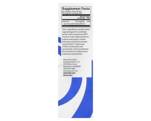 Seeking Health, Vitamin A Drops, 750 mcg (2,500 IU), 1 fl oz (30 ml) Seeking Health, Vitamin A Drops, 750 mcg (2,500 IU), 1 fl oz (30 ml)