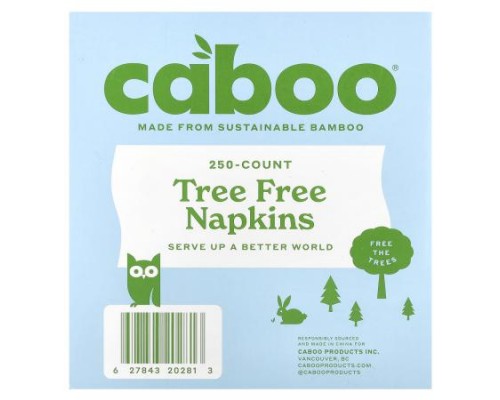 Caboo, Tree Free Bamboo Napkins, 250 Napkins Caboo, Tree Free Bamboo Napkins, 250 Napkins