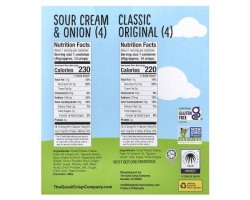The Good Crisp Company, Potato Crisps, Variety Pack, 8 Count, 1.6 oz (45 g) Each