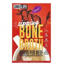 Lonolife, Sipping Bone Broth, Grass Fed Beef, 4 Single Serve Stick Packs, 0.53 oz (15 g) Each