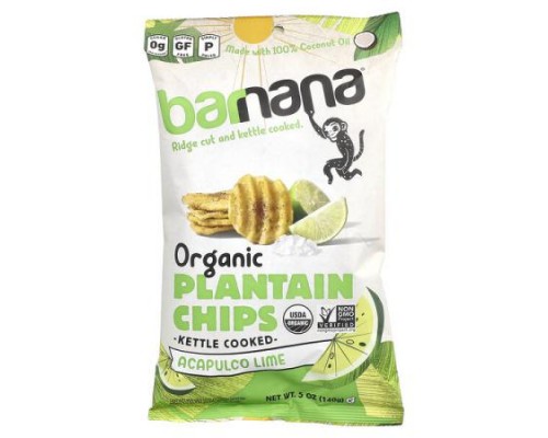 Barnana, Organic Plantain Chips, Acapulco Lime, 5 oz (140 g) Barnana, Organic Plantain Chips, Acapulco Lime, 5 oz (140 g)
