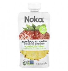 Noka, Superfood Smoothie + Prebiotic Fiber, Strawberry Pineapple, 4.22 oz (120 g)