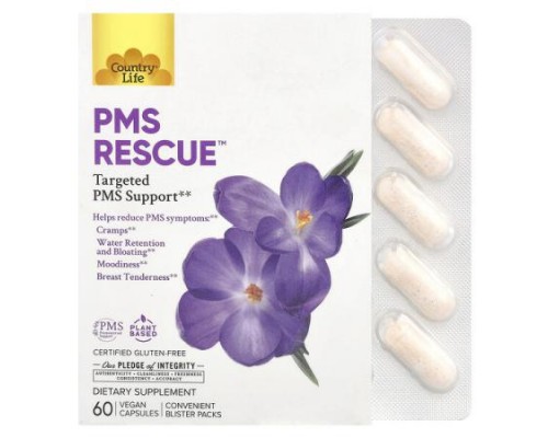 Country Life, PMS Rescue™, Targeted PMS Support, 60 Vegan Capsules Country Life, PMS Rescue™, Targeted PMS Support, 60 Vegan Capsules
