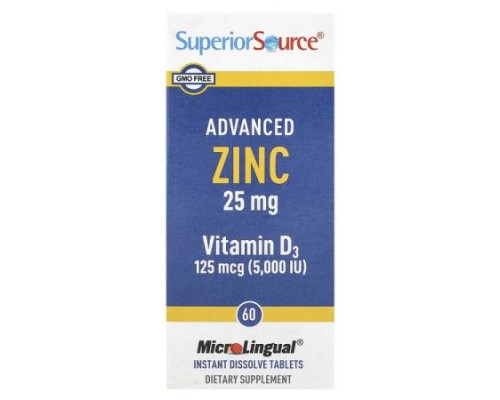 Superior Source, Advanced Zinc, Vitamin D3, 60 MicroLingual® Instant Dissolve Tablets