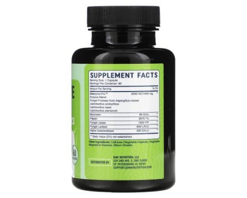 MAV Nutrition, Digestive Enzymes with Probiotics, 60 Capsules