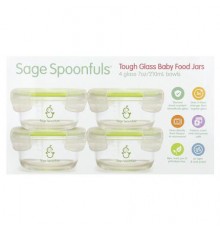 Sage Spoonfuls, Tough Glass Baby Food Jars, 4 Pack, 7 oz (210 ml) Each