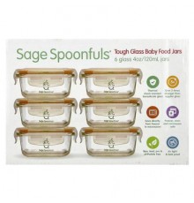 Sage Spoonfuls, Tough Glass Baby Food Jars, 6 Pack, 4 oz (120 ml) Each