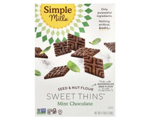 Simple Mills, Seed & Nut Flour, Sweet Thins, Mint Chocolate, 4.25 oz (120 g)