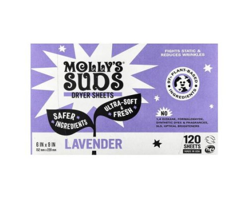 Molly's Suds, Dryer Sheets, Lavender, 120 Sheets Molly's Suds, Dryer Sheets, Lavender, 120 Sheets