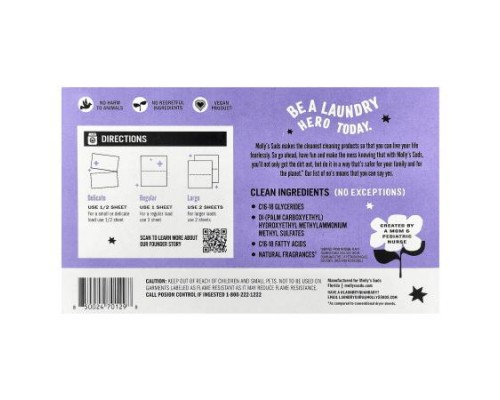 Molly's Suds, Dryer Sheets, Lavender, 120 Sheets Molly's Suds, Dryer Sheets, Lavender, 120 Sheets