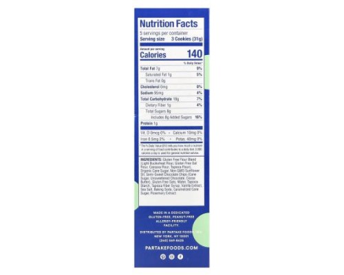 Partake, Crunchy Cookies, Chocolate Chip, 5.5 oz (156 g)