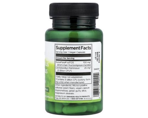 Swanson, Lactobacillus Rhamnosus With FOS, 60 Vegan Capsules