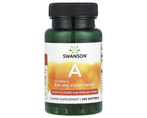 Swanson, Vitamin A, 10,000 IU (3,000 mcg RAE), 250 Softgels Swanson, Vitamin A, 10,000 IU (3,000 mcg RAE), 250 Softgels