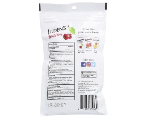 Luden's, Pectin Lozenge/Oral Demulcent, Wild Cherry, 30 Throat Drops Luden's, Pectin Lozenge/Oral Demulcent, Wild Cherry, 30 Throat Drops