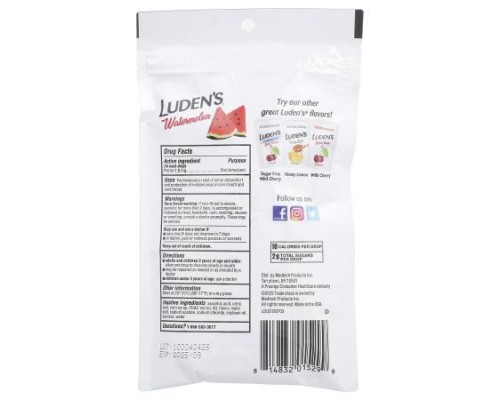 Luden's, Pectin Lozenge/Oral Demulcent, Watermelon, 25 Throat Drops Luden's, Pectin Lozenge/Oral Demulcent, Watermelon, 25 Throat Drops