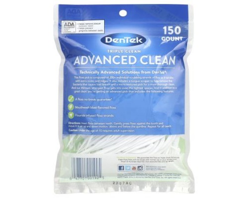 DenTek, Advanced Clean Floss Picks, Mouthwash Blast, 150 Floss Picks DenTek, Advanced Clean Floss Picks, Mouthwash Blast, 150 Floss Picks